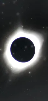 Mobile wallpaper featuring a total solar eclipse with sun's corona visible.