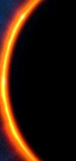 Solar eclipse wallpaper with vivid orange ring and dark sky.