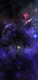 Vibrant galaxy wallpaper with purple hues and twinkling stars.