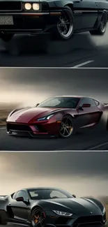 Dynamic sports car wallpaper with classic and modern designs.