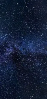 Mobile wallpaper of a starry night sky with a shooting star.