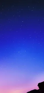 Vibrant starry night sky with blue and purple hues for mobile wallpaper.