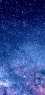 Beautiful starry night sky wallpaper with blue and pink cosmic hues.