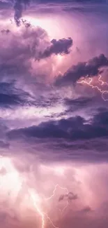 Vibrant purple storm clouds with lightning in a dramatic wallpaper scene.