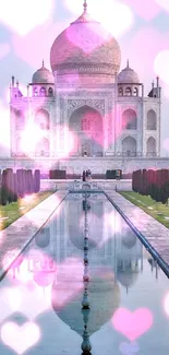 Beautiful Taj Mahal with reflection pool and vibrant gardens.