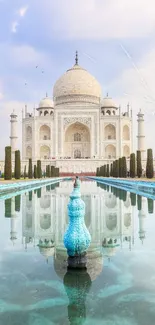 Taj Mahal with reflecting pool mobile wallpaper.