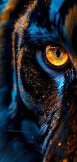 Close-up artistic rendering of a tiger's eye with vivid colors.