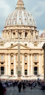 St. Peter's Basilica in Vatican City with a stunning blue sky backdrop.