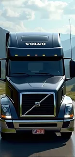 Volvo truck on scenic highway wallpaper