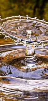 Abstract water drop splash art on a brown background wallpaper.