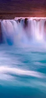 Stunning waterfall with blue water.