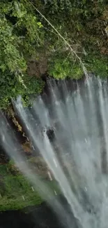 Majestic waterfall and lush greenery mobile wallpaper.