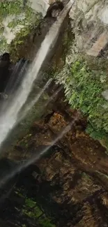 Stunning waterfall amidst lush greenery for mobile wallpaper.