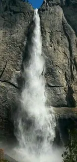 Majestic waterfall cascading down cliffs.