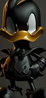 3D cartoon character in black and gold.