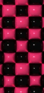 3D geometric pattern with glossy cubes in pink and black colors.
