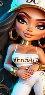 Stylish, colorful animated character wallpaper for mobile phones.