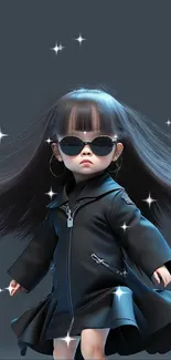 Stylish animated girl with sunglasses wallpaper.