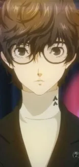 Anime boy with glasses in stylish attire.