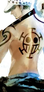 Anime character with tattoo in artistic mobile wallpaper.