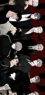 Artistic anime characters in stylish pose mobile wallpaper.