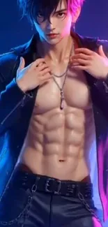 Stylish anime character with vibrant colors and dynamic pose.