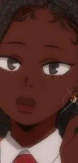 Anime character with dark skin and braid.