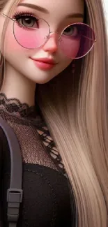 Anime girl with sunglasses mobile wallpaper.