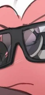 Anime character with stylish glasses in pink theme.