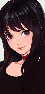 Anime-style wallpaper of a dark-haired character, ideal for mobile devices.