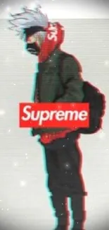 Anime character in Supreme streetwear with a trendy urban vibe.