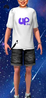 3D avatar in starry space wallpaper