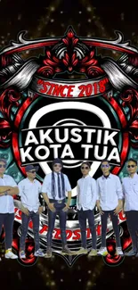 Artistic wallpaper featuring the Akustik Kota Tua band with a stylish, modern design.