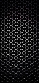 Sleek black hexagonal pattern wallpaper with an abstract design.