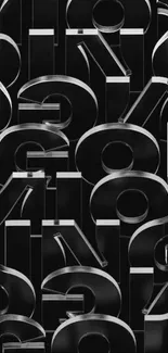 Black typography art with bold letters.