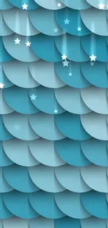 Blue scallop pattern wallpaper with geometric design