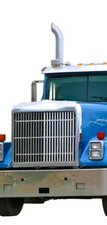 Vibrant blue truck on white background, mobile wallpaper.