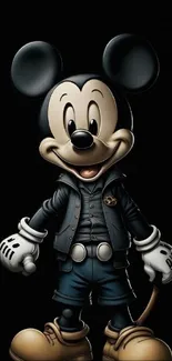 Stylish cartoon character on black background.