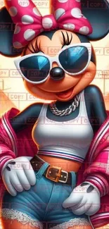 Chic cartoon character in modern attire with vibrant colors.