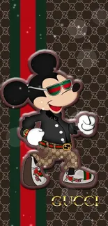 Stylish cartoon character with sunglasses on a patterned background wallpaper.