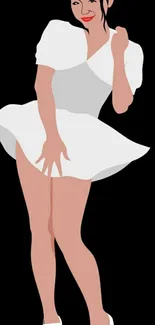 Cartoon nurse in classic white uniform with playful pose on black background.