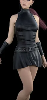 3D character in black stylish outfit wallpaper.