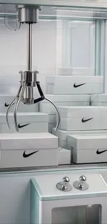 Claw machine with sneaker boxes stylish wallpaper.