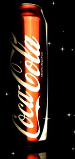 Stylish Coca-Cola can with stars on a black background.