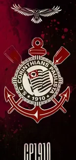 Corinthians emblem on maroon and black background wallpaper.