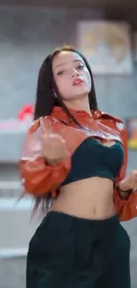 Trendy dancer in stylish outfit