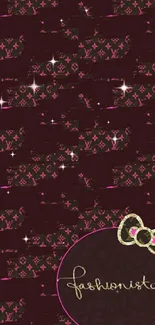 Chic fashionista wallpaper with elegant pink and gold accents.