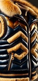 Luxurious fur-lined vest fashion wallpaper.