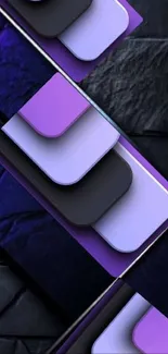 Stylish geometric wallpaper in purple and black with overlapping shapes.