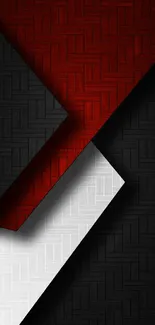 Bold black, red, and white geometric phone wallpaper.